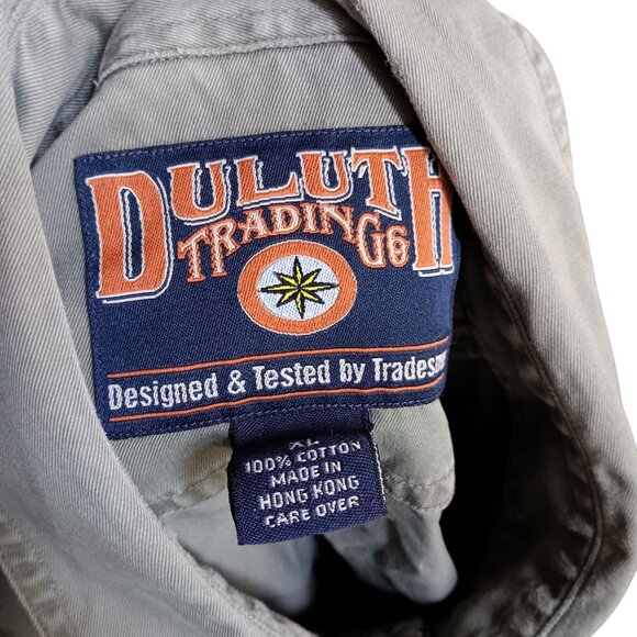 Vintage Men's Shirt XL Duluth Trading Co Grey Button-Up Distressed Y2K Hunting - Picture 6 of 6